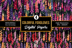 Colorful Foxglove Flowers Seamless Patterns Product Image 1