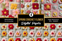 Spring Knitted Flowers Seamless Pattern Product Image 1