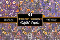 Cute Purple Wildflowers Seamless Patterns Product Image 1
