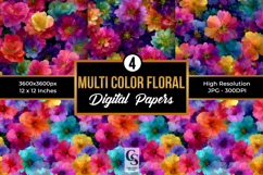 Multi Colored Flowers Seamless Patterns Product Image 1