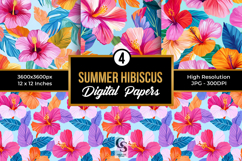Bright Summer Hibiscus Flowers Seamless Patterns Product Image 1