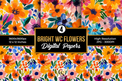 Warm Watercolor Fall Floral Seamless Pattern Product Image 1