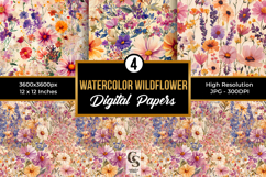 Watercolor Wildflowers Seamless Patterns Product Image 1
