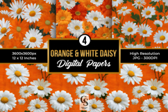 Orange and White Daisy Flower Patterns Product Image 1