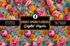 Bright Spring Flower Bloom Seamless Patterns Product Image 1