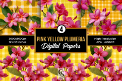 Pink Summer Plumeria Flowers Seamless Patterns Product Image 1