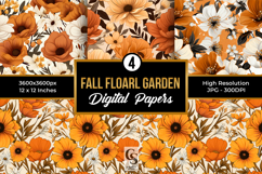 Fall Floral Garden Digital Paper Seamless Patterns Product Image 1