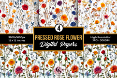 Pressed Rose Flower Seamless Patterns Product Image 1