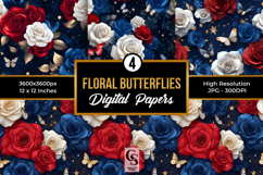 American Floral Butterflies Seamless Patterns Product Image 1