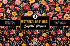 Watercolor Flowers Seamless Patterns Product Image 1