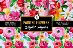 Vibrant Spring Painted Flowers Seamless Pattern Product Image 1