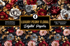 Luxury Peony Flowers Seamless Patterns Product Image 1