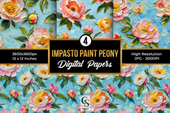 Impasto Painted Peony Flowers Patterns Product Image 1