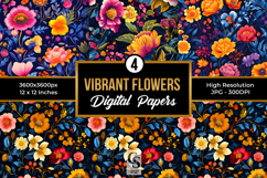 Vibrant Botanical Flowers Seamless Pattern Product Image 1