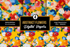 Abstract Painted Flowers Digital Papers Product Image 1