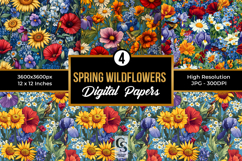 Spring Wildflower Garden Digital Paper Product Image 1