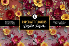 Paper Art Flowers Seamless Patterns Product Image 1