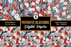Patriotic Cherry Blossoms Digital Paper Product Image 1