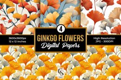 Ginkgo Flowers Pattern Digital Papers Product Image 1