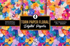 Colorful Abstract Torn Paper Flowers Seamless Patterns Product Image 1