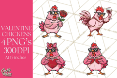 Valentines Day PNG | Valentine Chicken Sublimation Design Product Image 1