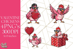 Valentines Day PNG | Valentine Chicken Sublimation Design Product Image 1
