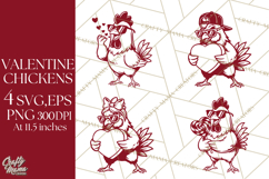 Valentine Chickens SVG | Valentines Day Cut File | Love Product Image 1