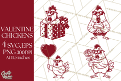 Valentine Chickens SVG | Valentines Day Cut File | Love Product Image 1