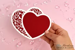 DIGITAL SVG Template of Valentines day DIY card, beautiful layered paper cut Hearts with flourish decoration, Envelope template for card includes in listing. Cute Ideas for DIY cute gift for kids, family, friends for Valentines day, romantic holidays, wed