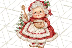 Vintage 1950s Christmas Clipart, Retro Santa Characters PNG Product Image 3
