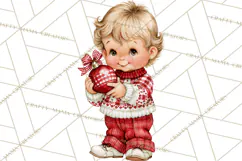 Vintage 1950s Christmas Clipart, Retro Santa Characters PNG Product Image 4