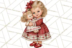 Vintage 1950s Christmas Clipart, Retro Santa Characters PNG Product Image 5