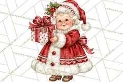 Vintage 1950s Christmas Clipart, Retro Santa Characters PNG Product Image 3