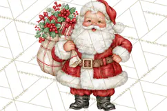 Vintage 1950s Christmas Clipart, Retro Santa Characters PNG Product Image 5