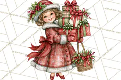 Vintage 1950s Christmas Clipart, Retro Santa Characters PNG Product Image 3