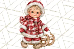 Vintage 1950s Christmas Clipart, Retro Santa Characters PNG Product Image 4