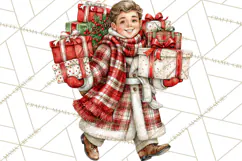 Vintage 1950s Christmas Clipart, Retro Santa Characters PNG Product Image 5