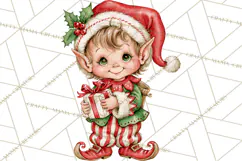 Vintage 1950s Christmas Clipart, Retro Santa Characters PNG Product Image 2