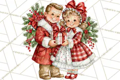Vintage 1950s Christmas Clipart, Retro Santa Characters PNG Product Image 4