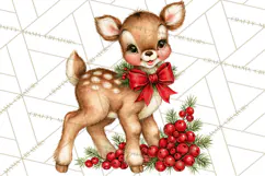 Vintage 1950s Christmas Clipart, Retro Santa Characters PNG Product Image 2