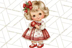 Vintage 1950s Christmas Clipart, Retro Santa Characters PNG Product Image 4