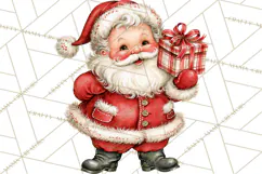 Vintage 1950s Christmas Clipart, Retro Santa Characters PNG Product Image 2