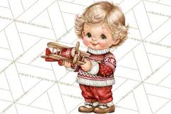 Vintage 1950s Christmas Clipart, Retro Santa Characters PNG Product Image 2