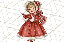 Vintage 1950s Christmas Clipart, Retro Santa Characters PNG Product Image 3