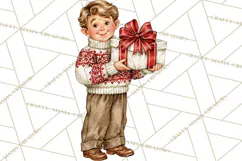 Vintage 1950s Christmas Clipart, Retro Santa Characters PNG Product Image 4