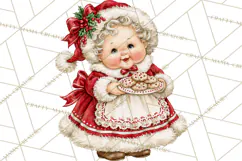 Vintage 1950s Christmas Clipart, Retro Santa Characters PNG Product Image 5
