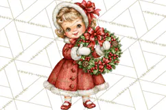 Vintage 1950s Christmas Clipart, Retro Santa Characters PNG Product Image 3