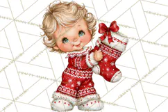 Vintage 1950s Christmas Clipart, Retro Santa Characters PNG Product Image 4