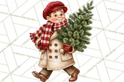 Vintage 1950s Christmas Clipart, Retro Santa Characters PNG Product Image 3