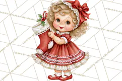 Vintage 1950s Christmas Clipart, Retro Santa Characters PNG Product Image 5